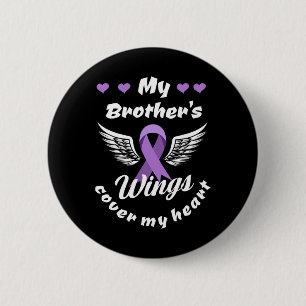 Badge Rond 5 Cm Les ailes de mon frère recouvrent mon cœur Sensibi