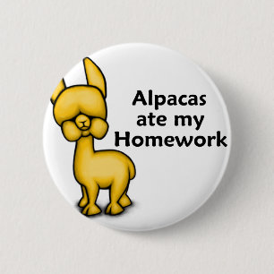 Badge Rond 5 Cm Les alpaga ont mangé mon travail