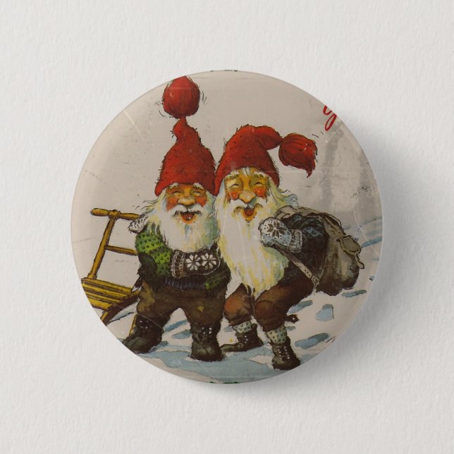 Badge Rond 5 Cm Les amis de Noël Gnome (Devant)
