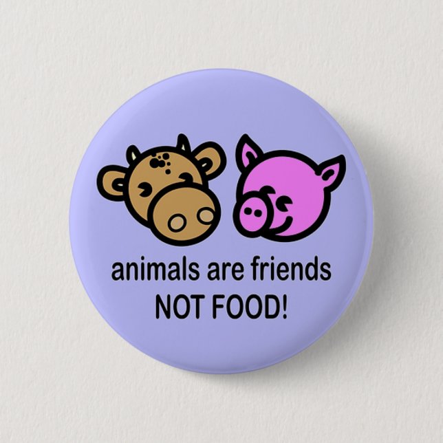 Badge Rond 5 Cm Les animaux sont nourriture d'amis pas ! (Devant)