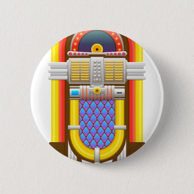 Badge Rond 5 Cm les années 50 juke-box à l'ancienne (Devant)