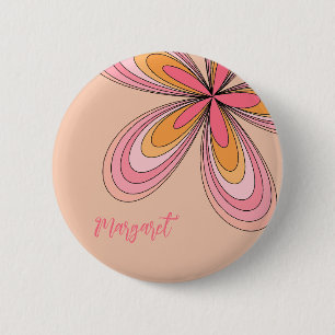 Badge Rond 5 Cm les années 70 hippie super Pêche Fuzz Nom de la ma