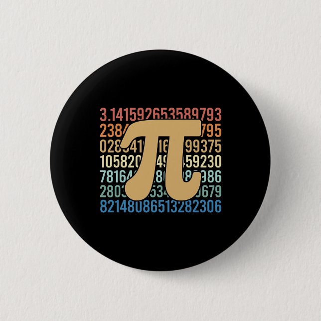 Badge Rond 5 Cm les années 70 Rétro Pi Jour Math Numéros d'équatio (Devant)