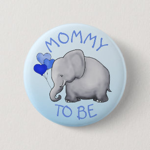 Badge Rond 5 Cm Les Ballons Bleus Cute Baby shower Eléphant Maman