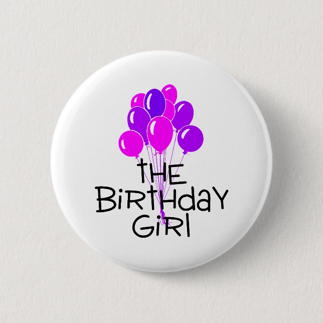 Badge Rond 5 Cm Les ballons de pourpre de rose de fille (Devant)