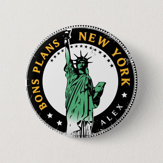 Badge Rond 5 Cm Les Bons Plans pour un voyage à New York (Devant)