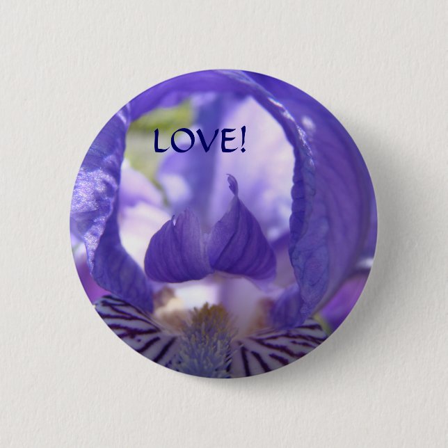 Badge Rond 5 Cm LES BOUTONS DE FLEURS AIMENT ! Iris Flowers Bouton (Devant)