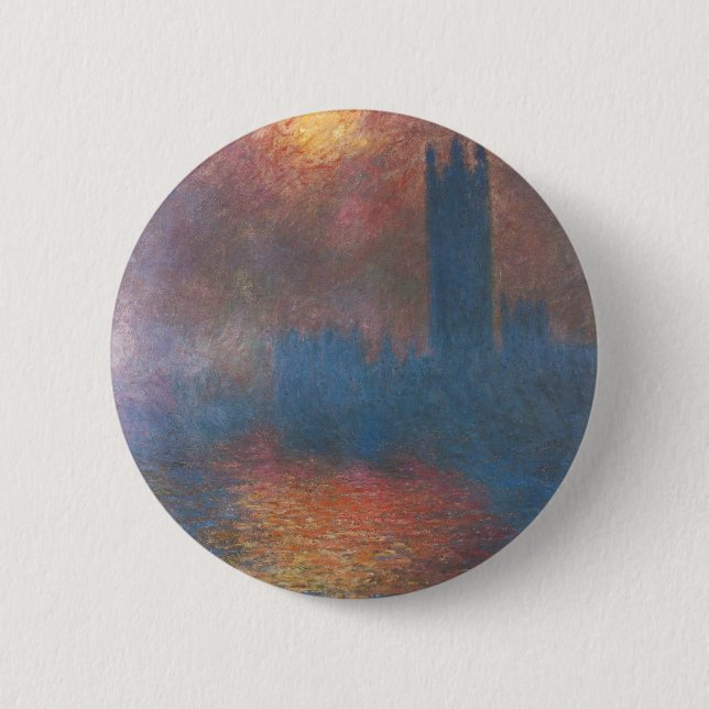 Badge Rond 5 Cm Les Chambres du Parlement, Londres de Claude Monet (Devant)