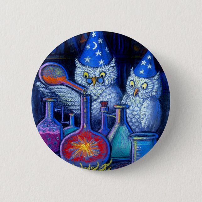 Badge Rond 5 Cm Les chimistes de hibou (Devant)