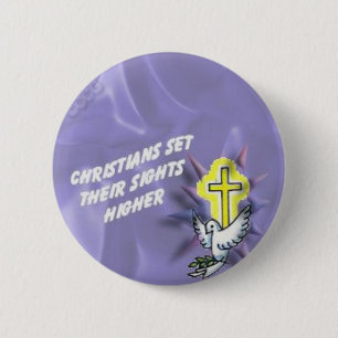 Badge Rond 5 Cm Les chrétiens réglés là aperçoit un plus haut