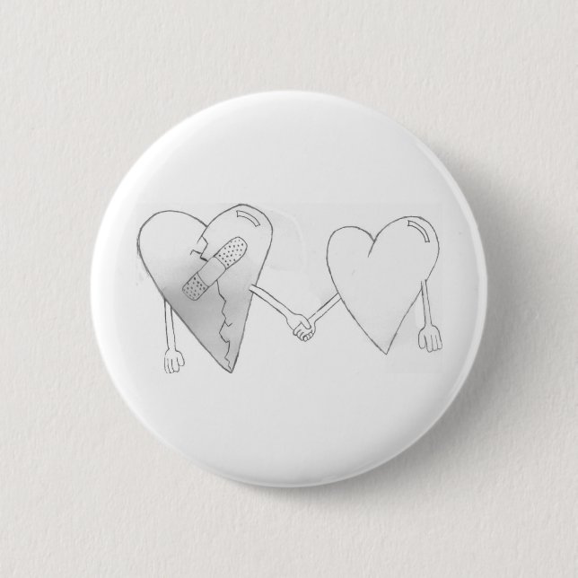 Badge Rond 5 Cm les coeurs brisés réparent (Devant)