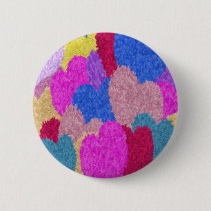 Badge Rond 5 Cm Les Coeurs Fragmentés Peinture Abstraite
