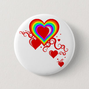 Badge Rond 5 Cm les coeurs se chamaillent. rainbowz.