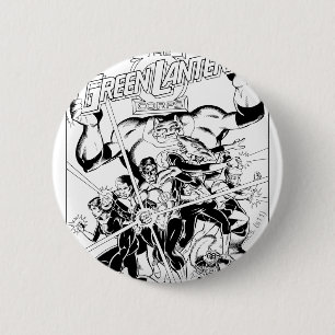 Badge Rond 5 Cm Les corps verts de lanterne, noirs et blancs