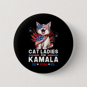 Badge Rond 5 Cm Les Dames Pour Kamala Drôle Chat 2024 Président Ka