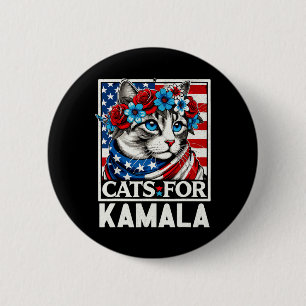 Badge Rond 5 Cm Les Dames Pour Kamala Drôle Chat 2024 Président Ka