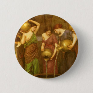 Badge Rond 5 Cm Les Danaides par John William Waterhouse