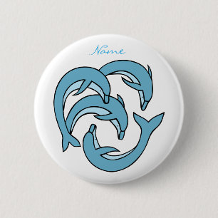 Badge Rond 5 Cm Les dauphins bleus entourent Thunder_Cove