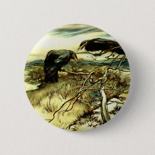 Badge Rond 5 Cm Les deux corbeaux ou corbies Twa font un mane