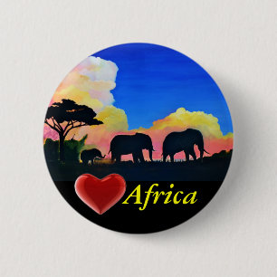 Badge Rond 5 Cm Les Éléphants À Dusk