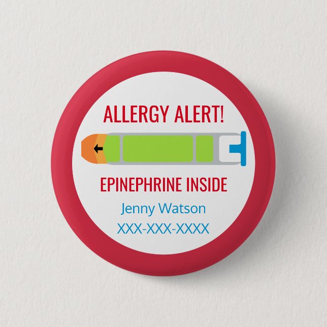 Badge Rond 5 Cm Les enfants Alertent l'allergie personnalisée L'ép (Devant)
