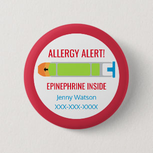 Badge Rond 5 Cm Les enfants Alertent l'allergie personnalisée L'ép