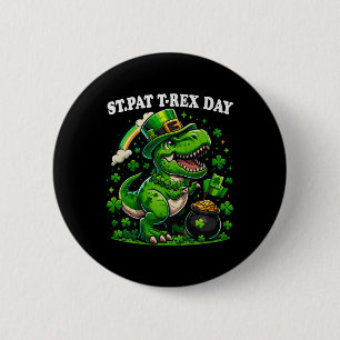 Badge Rond 5 Cm Les enfants heureux St Pat Trex Day Dino St Patric