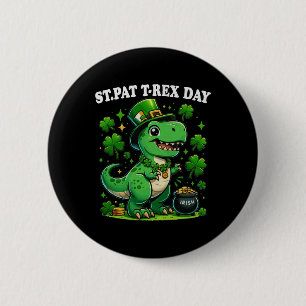 Badge Rond 5 Cm Les enfants heureux St Pat Trex Day Dino St Patric
