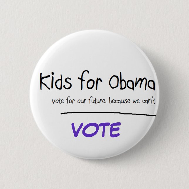 Badge Rond 5 Cm Les enfants veulent voter pour Obama (Devant)