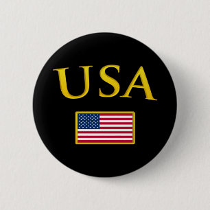Badge Rond 5 Cm Les Etats-Unis d'or