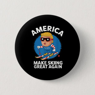 Badge Rond 5 Cm Les Etats-Unis Rendre Le Ski Grand À Nouveau Donal