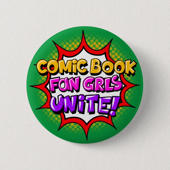 Badge Rond 5 Cm Les Fans De Bande Dessinée S'Unissent ! Bouton Com (Devant)