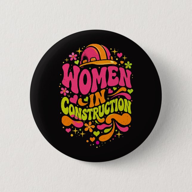 Badge Rond 5 Cm Les femmes dans la construction Rétro Empowerment (Devant)