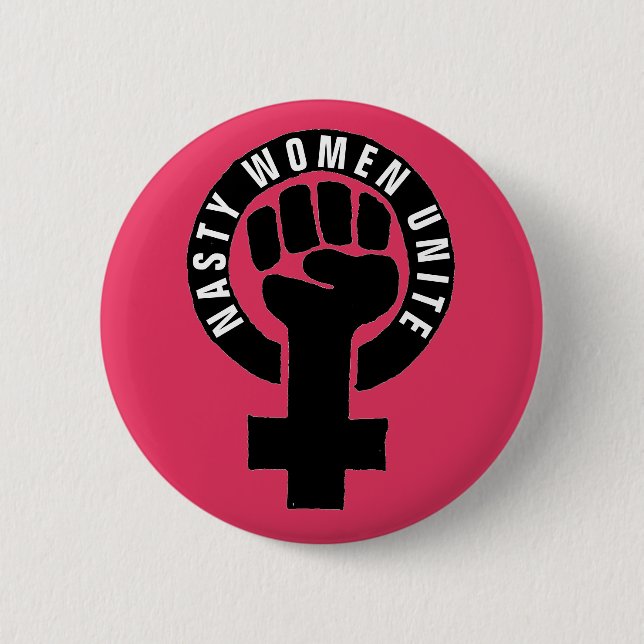 Badge Rond 5 Cm "Les femmes méchantes unissent" des droits de la (Devant)
