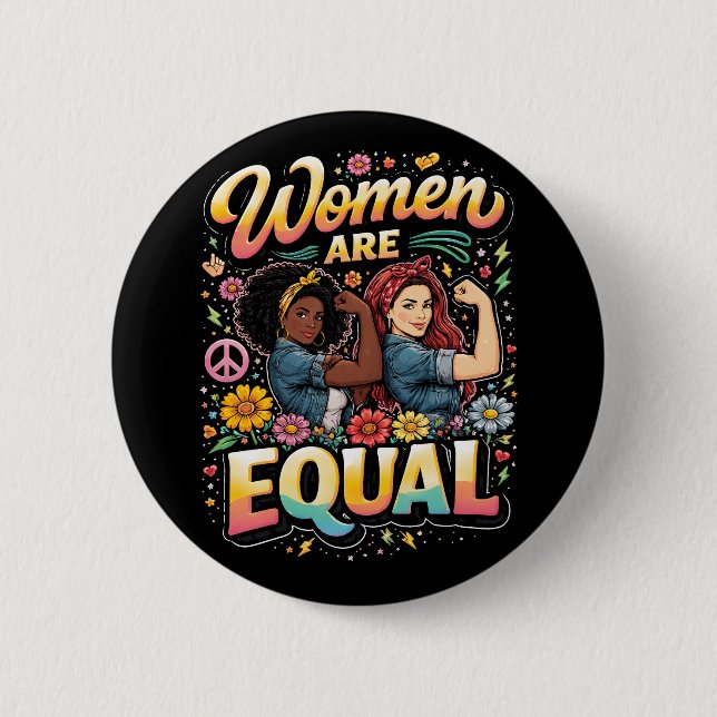Badge Rond 5 Cm Les femmes sont égales (Devant)