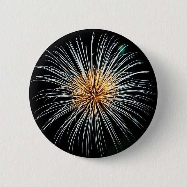 Badge Rond 5 Cm Les feux d'artifice dorés (Devant)