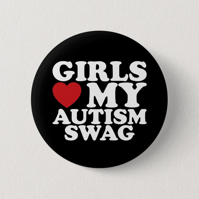 Badge Rond 5 Cm Les filles aiment mon autisme Swag Sensibilisation (Devant)