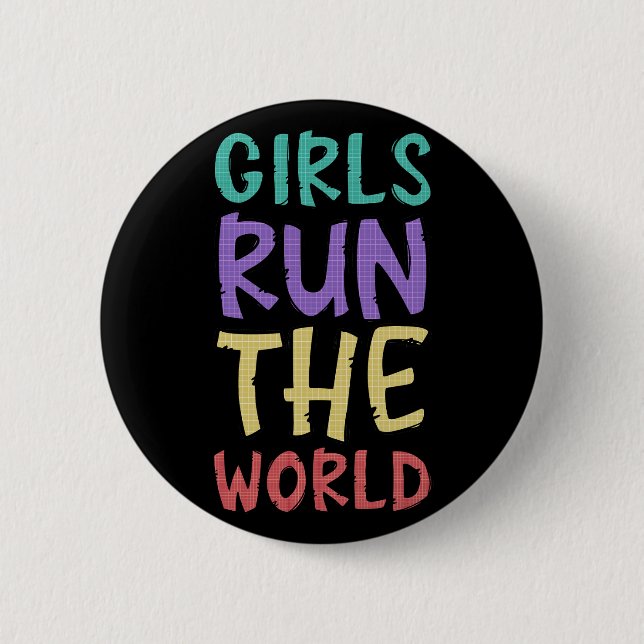 Badge Rond 5 Cm Les Filles Dirigent Le Monde Féministe (Devant)