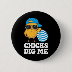 Badge Rond 5 Cm Les filles me creusent Pâques Enfants garçons Homm