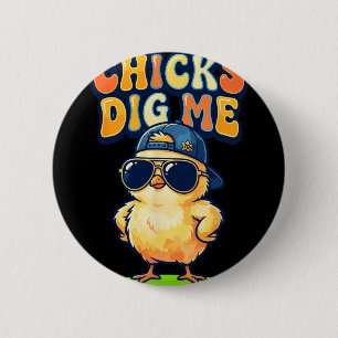 Badge Rond 5 Cm Les filles me trouvent drôle par Chick Sungles Rét
