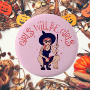 Badge Rond 5 Cm Les Filles Seront des Filles   Bouton de Sorcière 