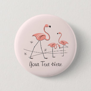 Badge Rond 5 Cm Les Flamants roses dentellent le trio 2" bouton