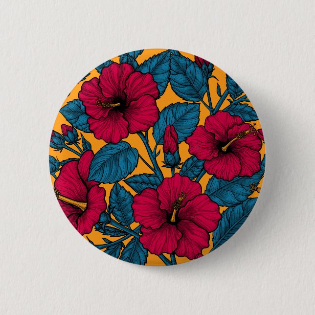 Badge Rond 5 Cm Les fleurs d'Hibiscus (Devant)