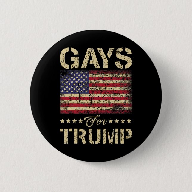 Badge Rond 5 Cm Les Gays Pour Les Étoiles Trump Et Le Drapeau Amér (Devant)