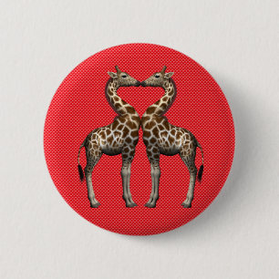 Badge Rond 5 Cm Les girafes amoureuses