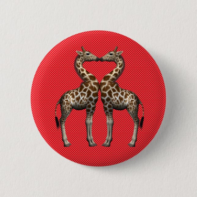 Badge Rond 5 Cm Les girafes amoureuses (Devant)