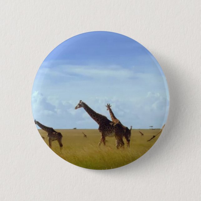 Badge Rond 5 Cm Les Giraffes du Parc National de Nairobi (Devant)