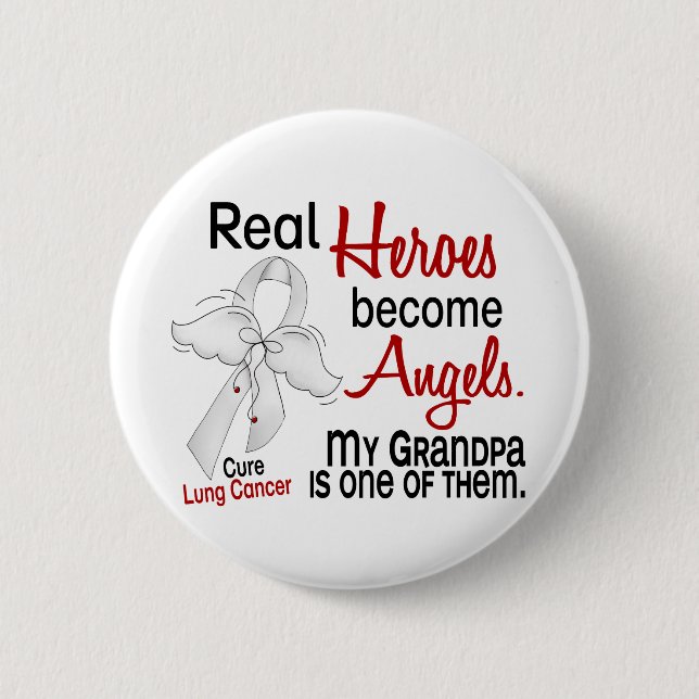 Badge Rond 5 Cm Les héros deviennent cancer de poumon de (Devant)