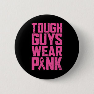 Badge Rond 5 Cm Les hommes durs portent le rose du sein de sensibi