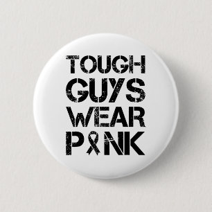 Badge Rond 5 Cm Les hommes durs portent le rose du sein de sensibi